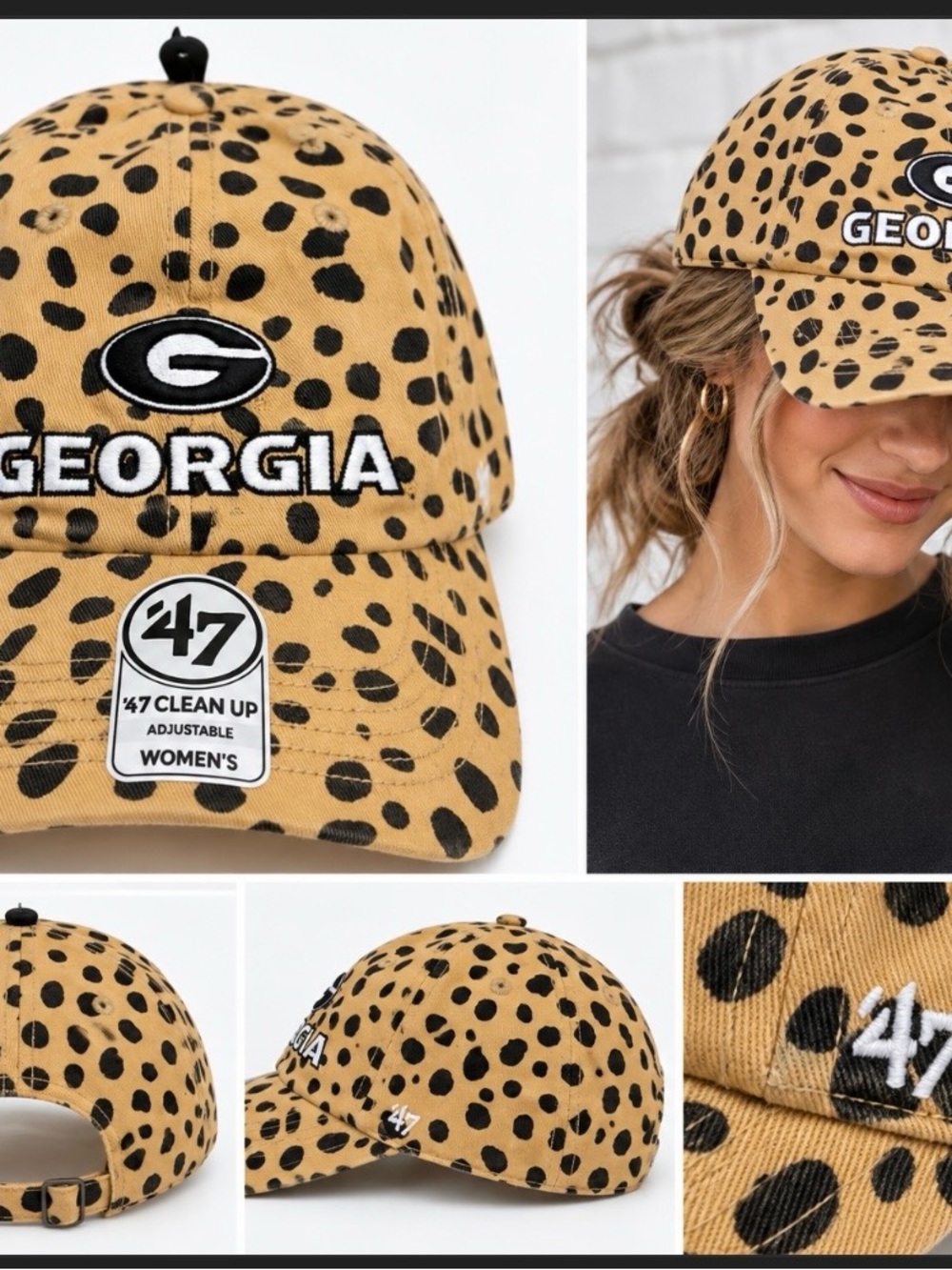 47 Women's Georgia Leopard Baseball Cap - Tan & Black
